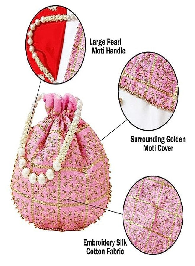 Trendifly Traditional pearl handle Potli bag Bridal Wedding Return Gift Drawstring batua wholesale for girl ladies shagun guest Baby Shower women evening party Ethnic Purse Gifting (Set Of 10) - Image 4